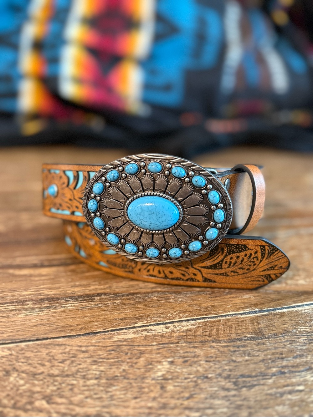 Turquoise Concho Leather Belt